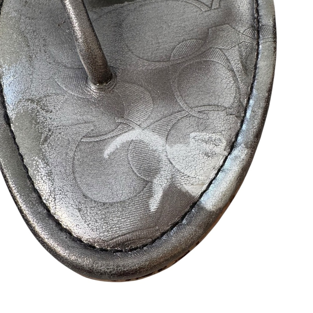 Coach Lannie Metallic Leather Cork Wedge Sandals 7.5 - Picture 4 of 13